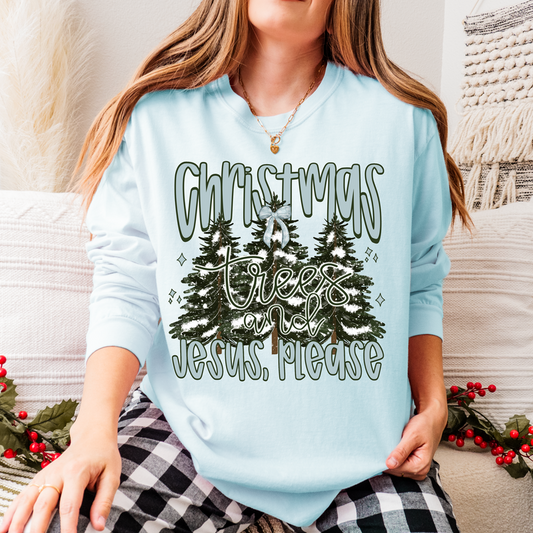Christmas Trees & Jesus Please DTF Transfer