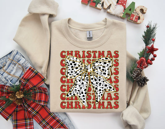 Christmas Stacked Dalmatian Dots Bow DTF Transfer