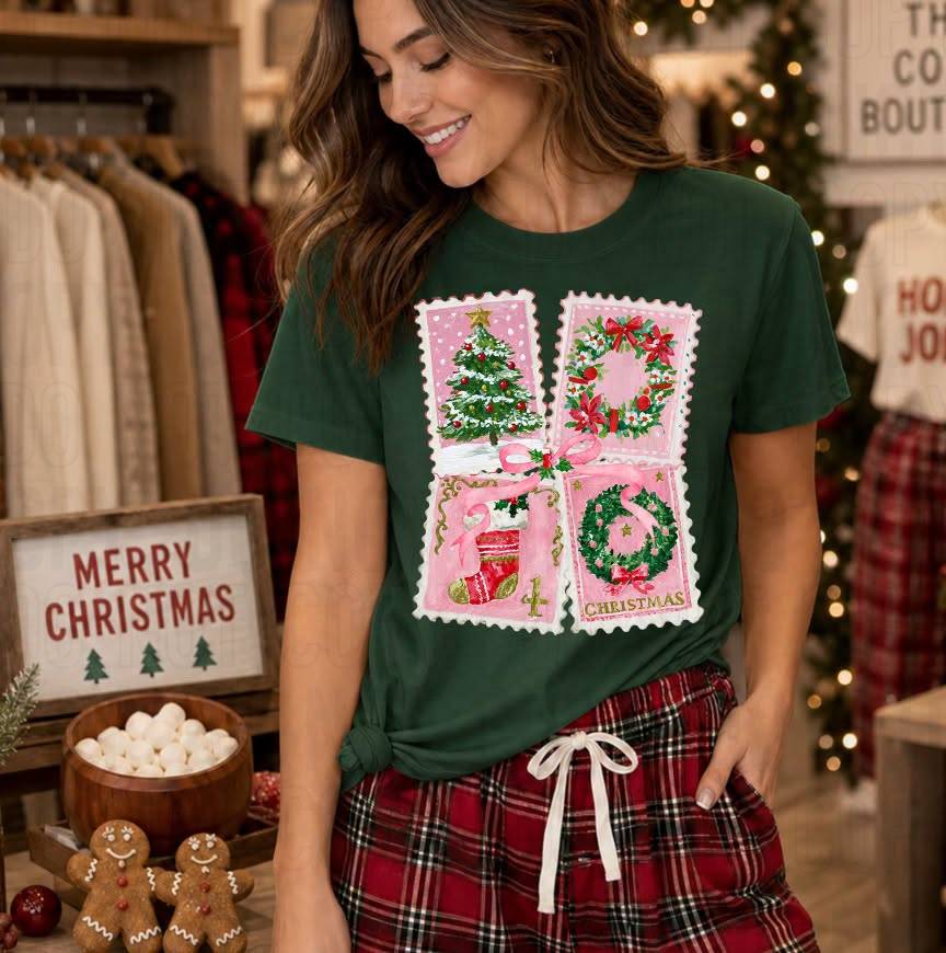 Christmas Postage Collage DTF Transfer