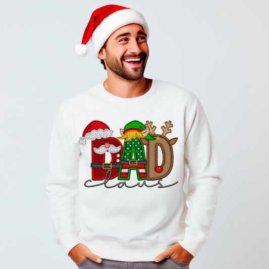 Dad Claus Embroidery Faux DTF Transfer