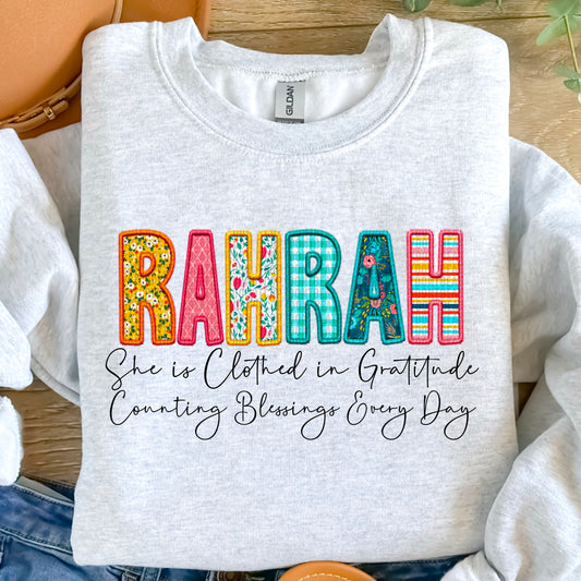 RahRah Clothed In Gratitude DTF Transfer