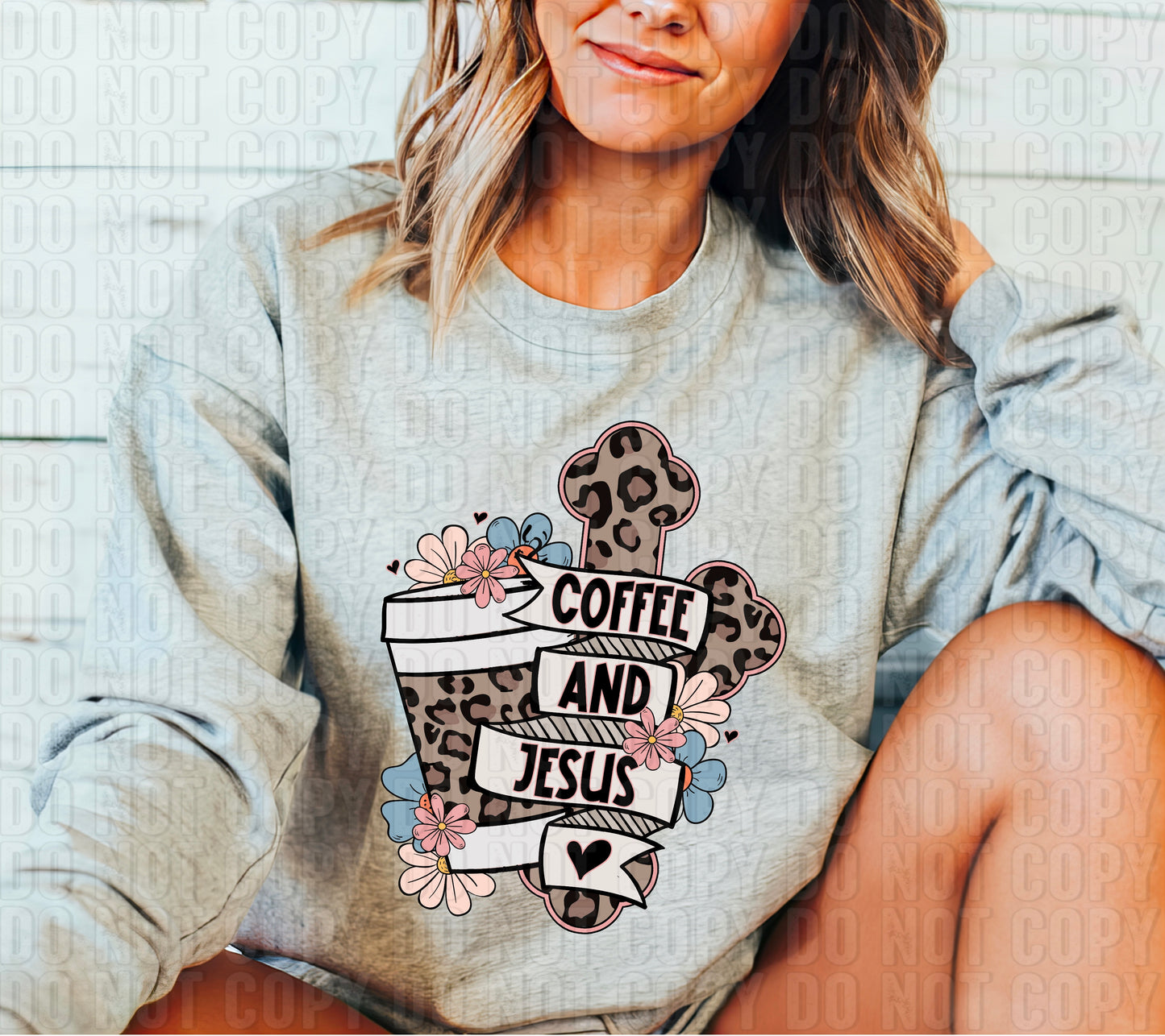 Coffee And Jesus Leopard DTF Transfer