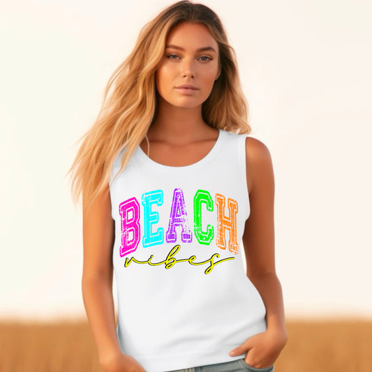 Beach Vibes Colorful Grunge DTF Transfer