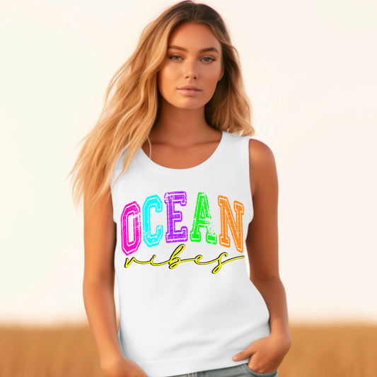 Ocean Vibes Colorful Grunge DTF Transfer