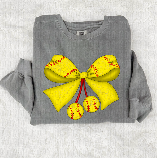 Softball Coquette Bow DTF Transfer