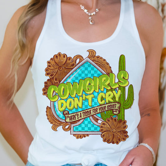 Cowgirls Don't Cry Turquoise Spade DTF Transfer