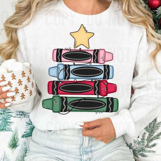 Crayon Christmas Tree DTF Transfer