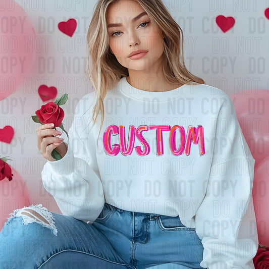 Pretty In Pink Custom/Name Personalized DTF Transfer