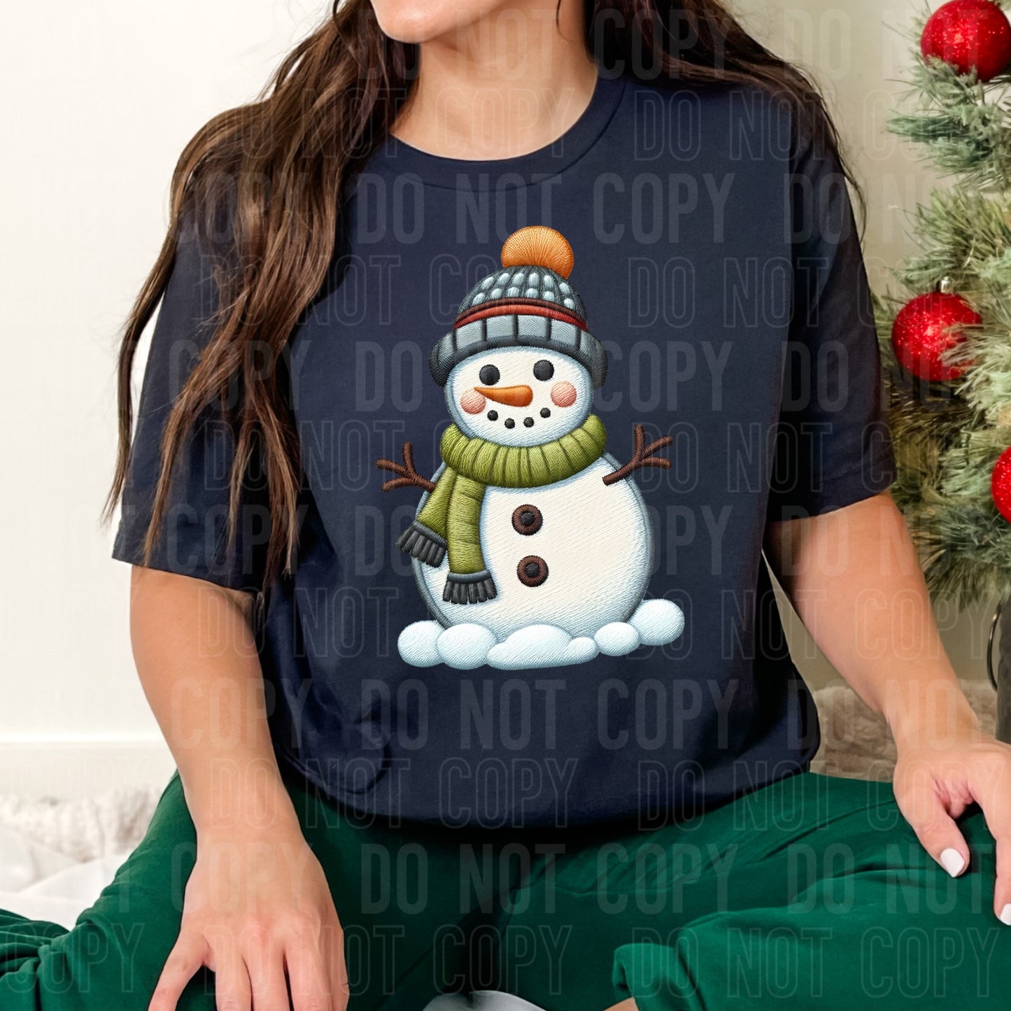 Cute Snowman With Hat DTF Transfer