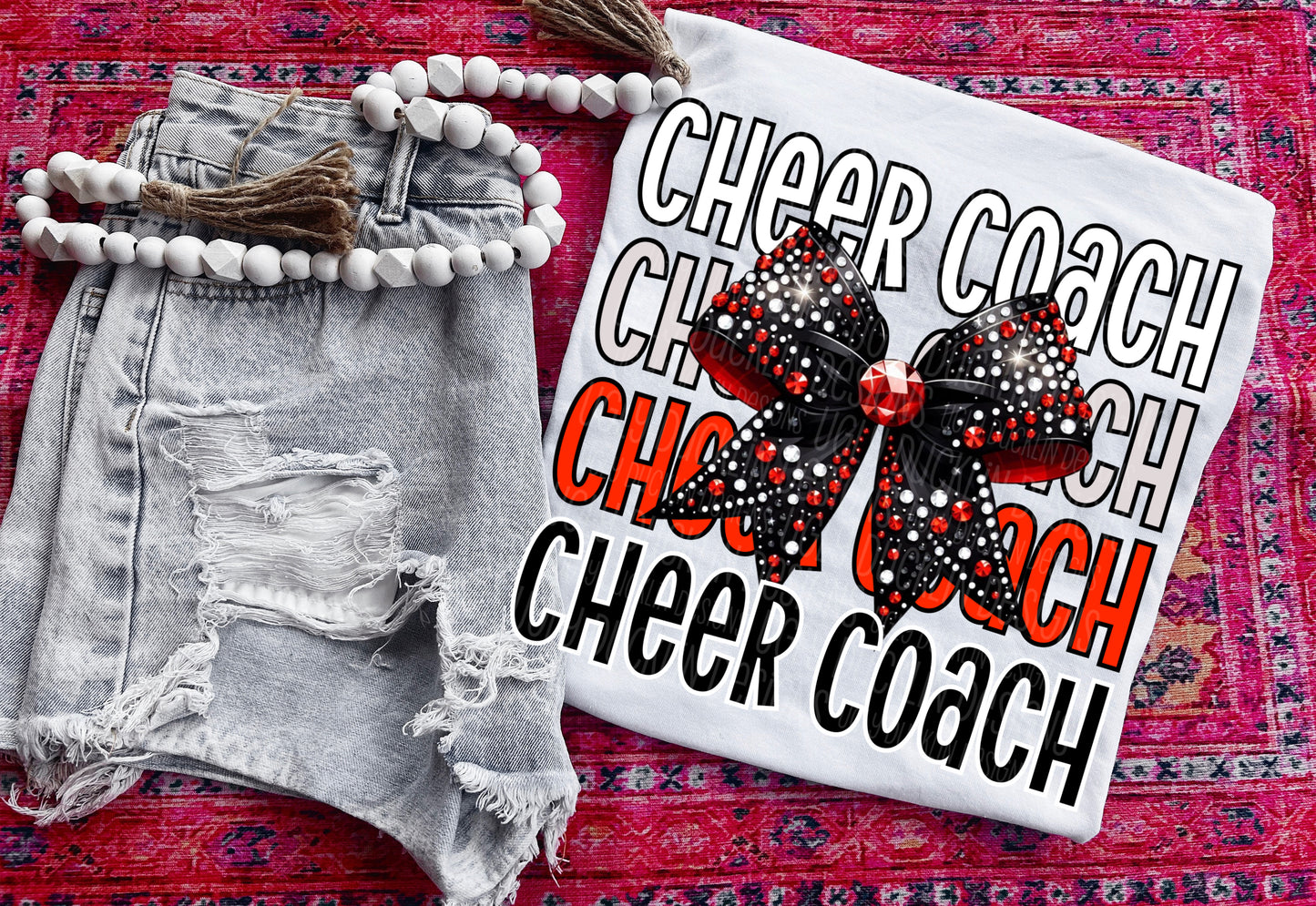 Cheer Coach Red Bow DTF Transfer