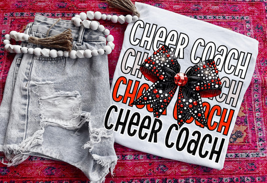 Cheer Coach Red Bow DTF Transfer