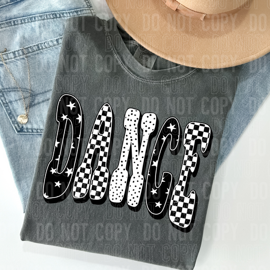 Dance Black Checkered DTF Transfer