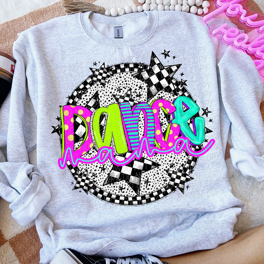 Dance Mama Neon Checker DTF Transfer