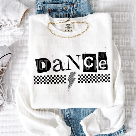 Dance Checkered Bolt Word DTF Transfer
