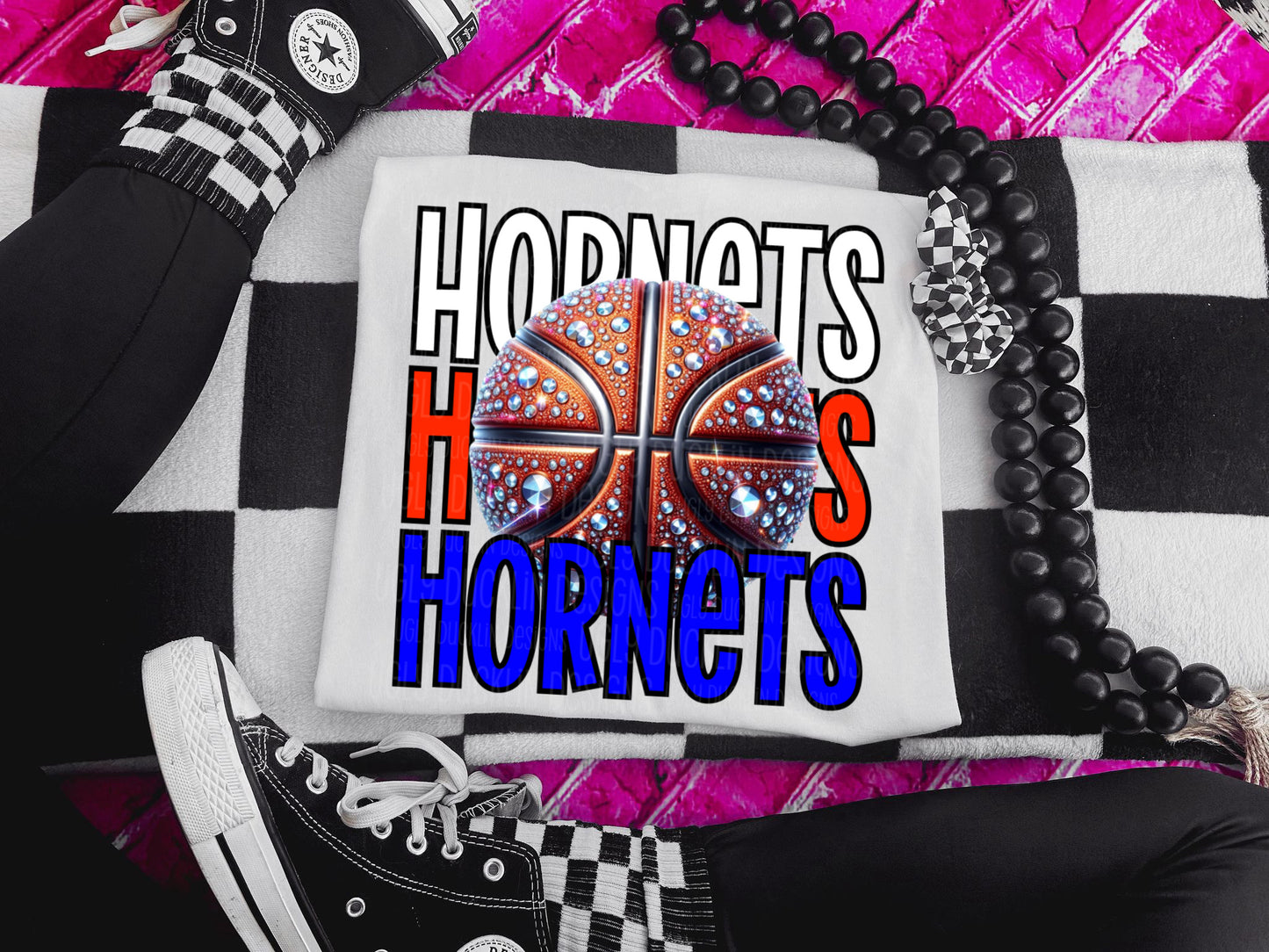 Hornets Basketball Rhinestones DTF Transfer