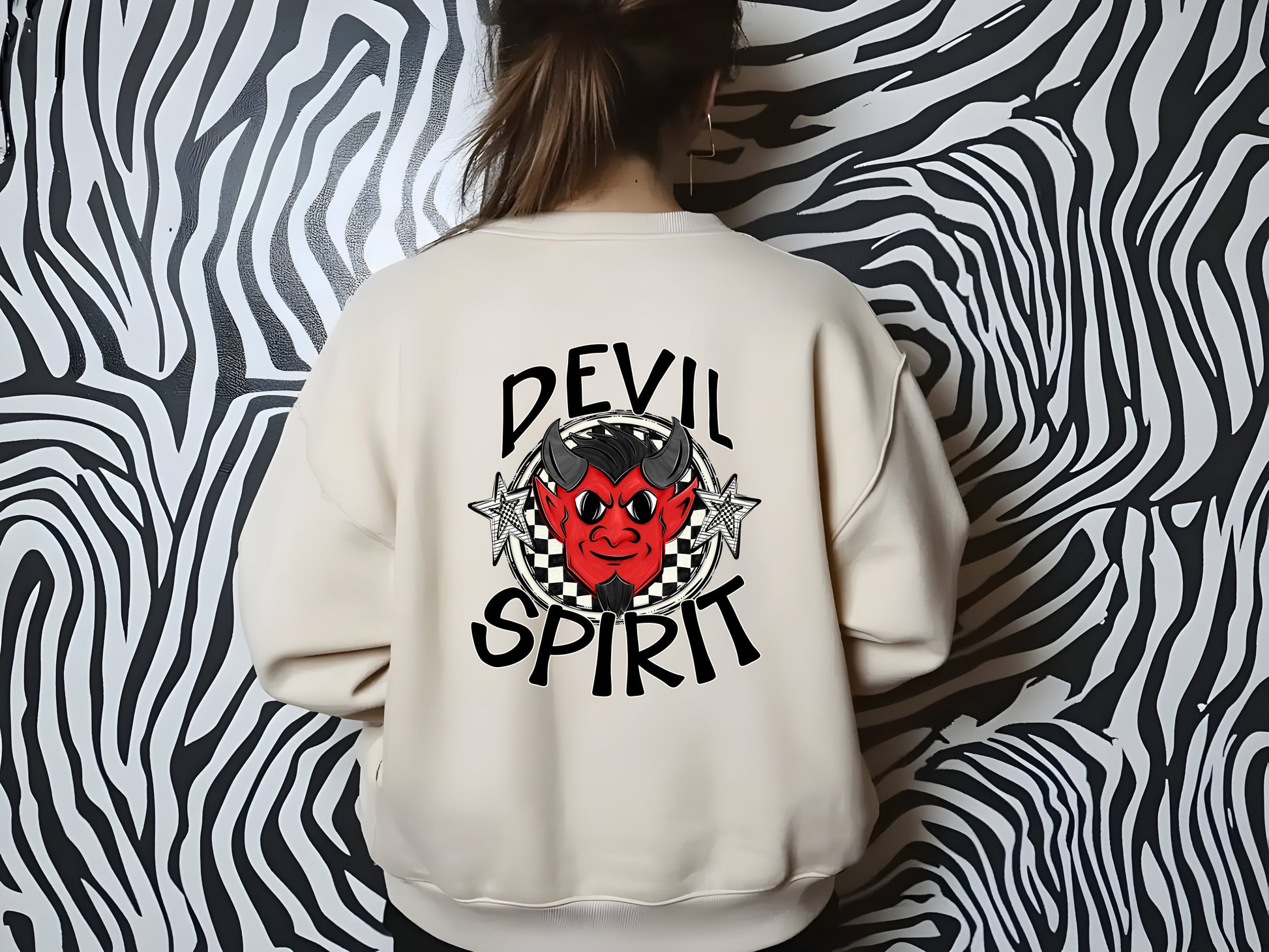 DEVIL MASCOT SPIRIT CHECKER CIRCLE SAG DTF Transfer