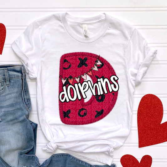 Dolphins Valentine School Spirit DTF Transfer