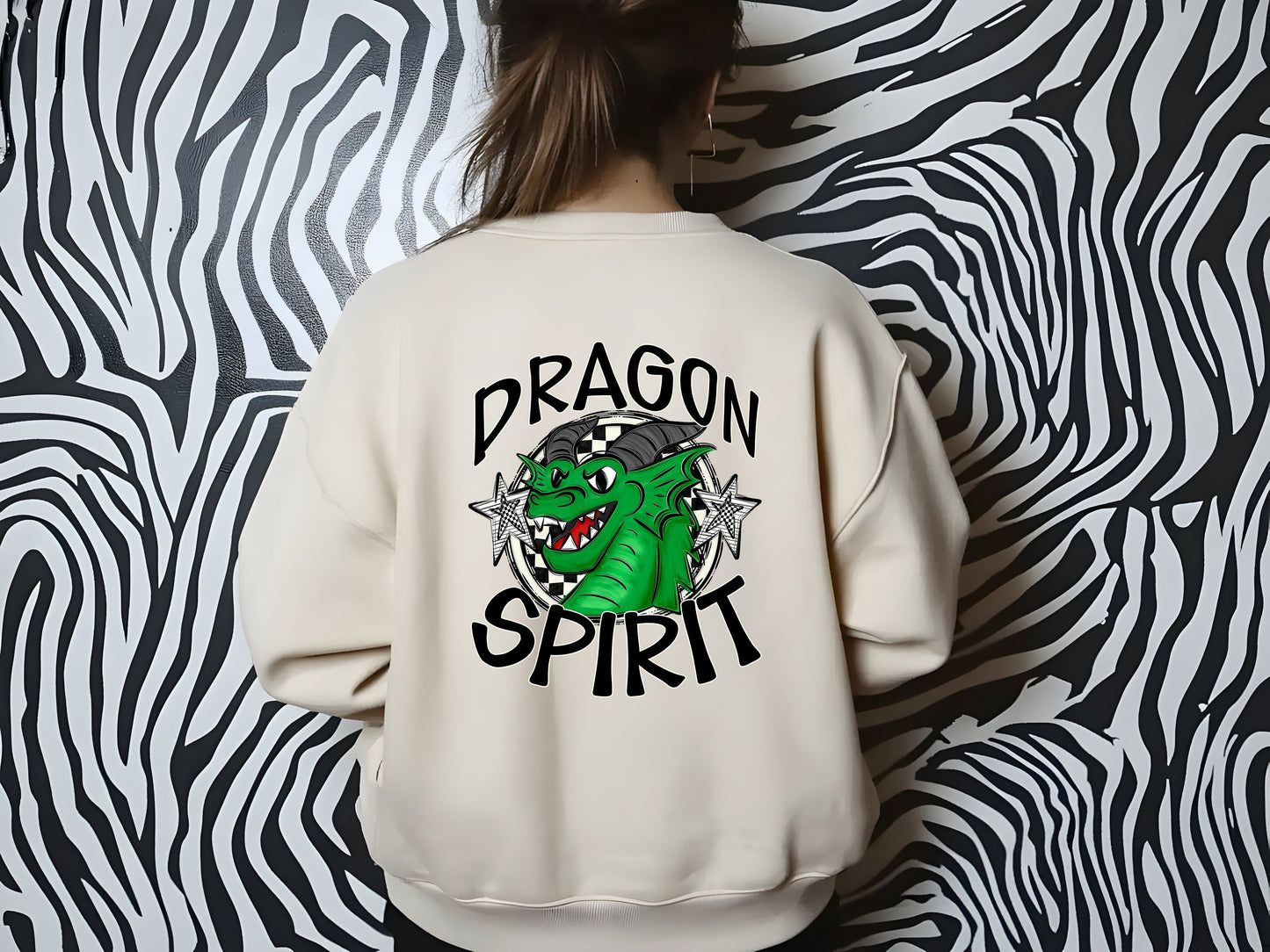 DRAGON MASCOT SPIRIT  CHECKER CIRCLE SAG DTF Transfer