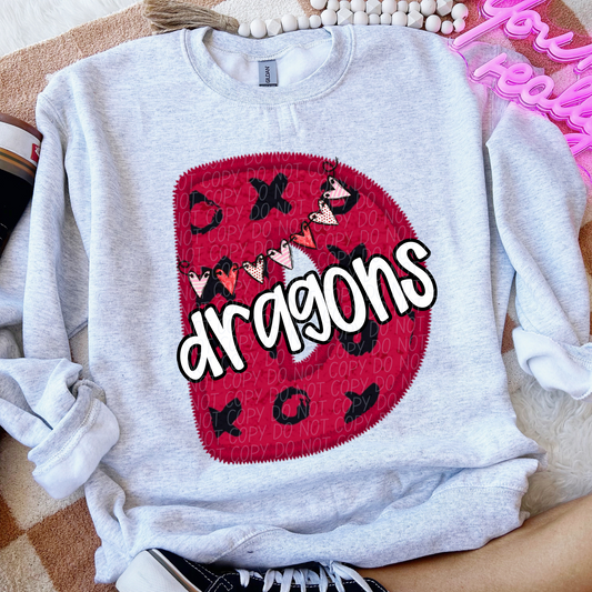 Dragons Valentine School Spirit DTF Transfer