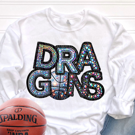 Dragons Rhinestone Basketball Mascot DTF Transfer