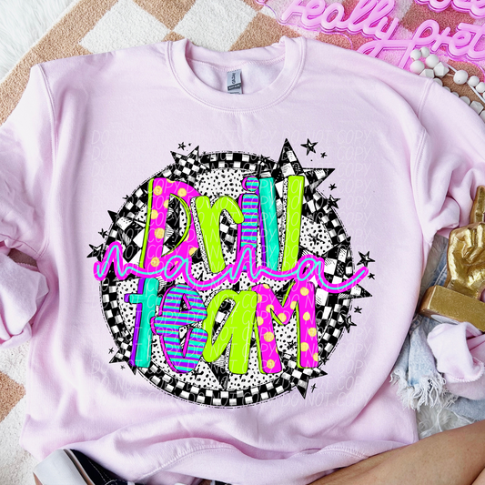 Drill Team Mama Neon Checker DTF Transfer