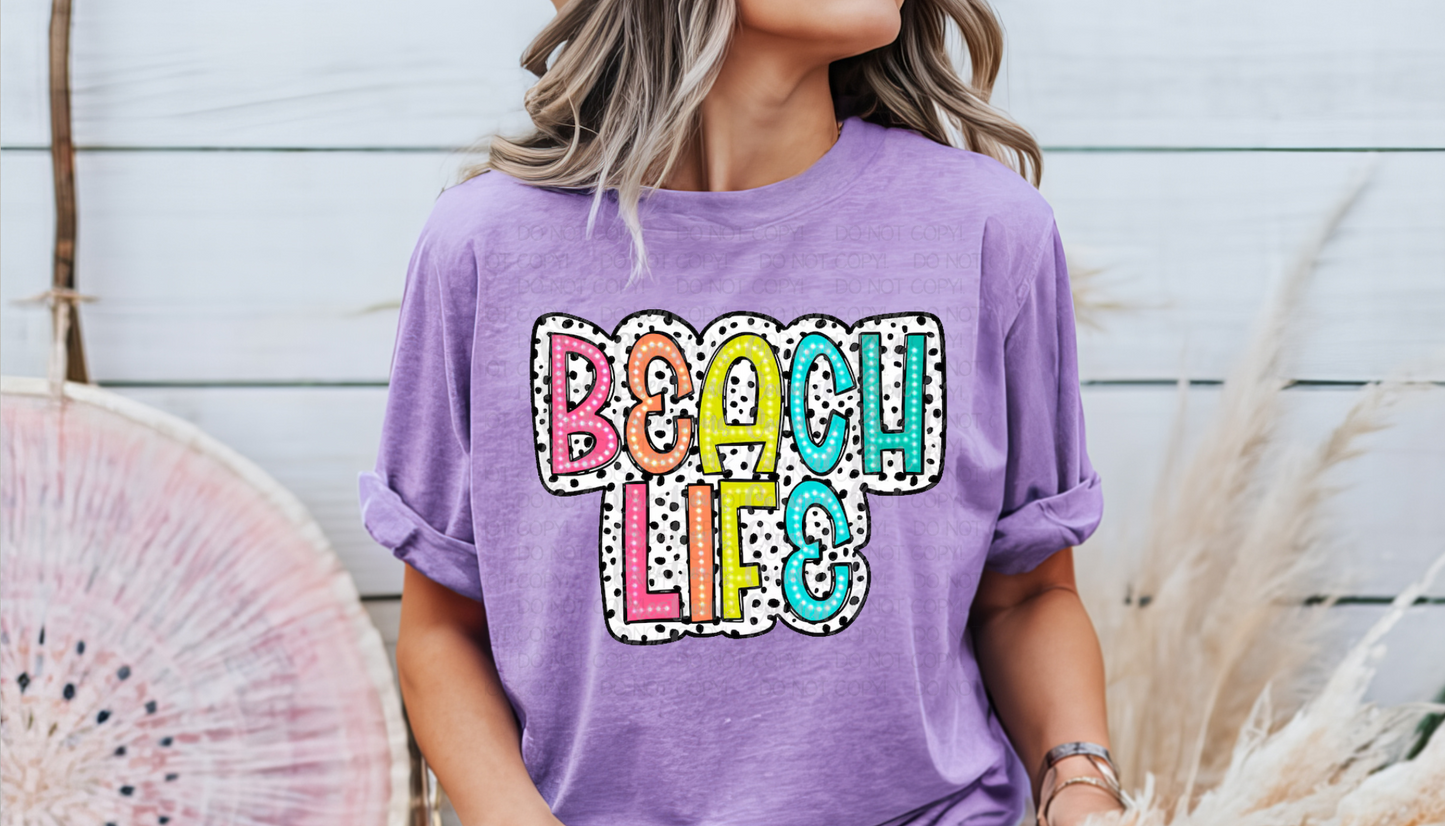 Beach Life Bright Dalmatian Dots DTF Transfer