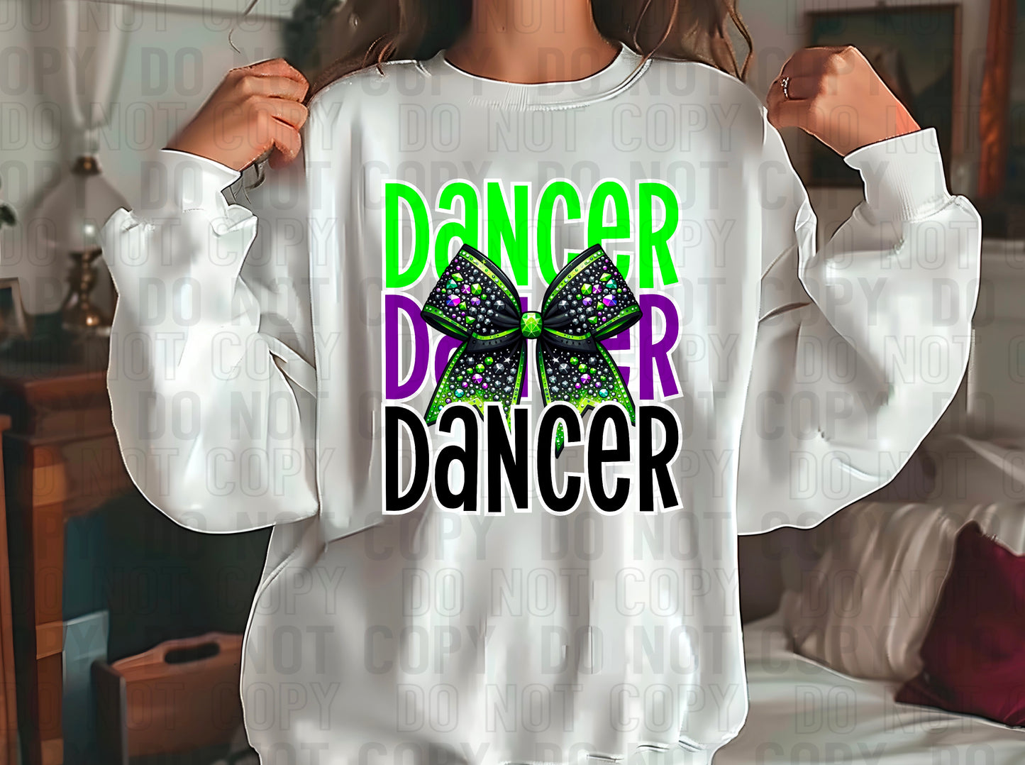 Dancer Bow Lime Green Purple Black DTF Transfer