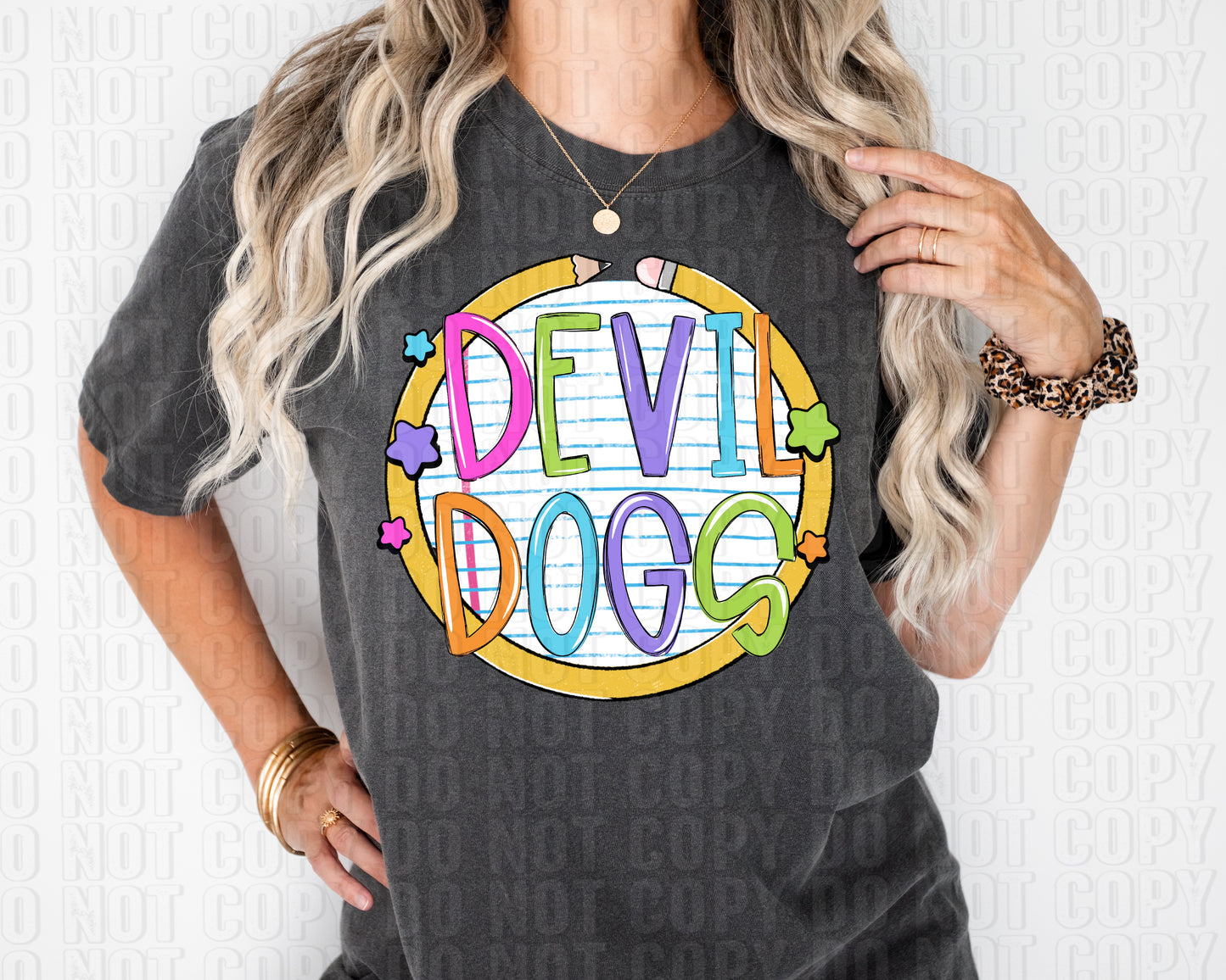 Devil Dogs Pencil Mascot DTF Transfer