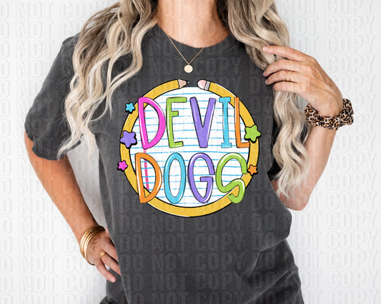 Devil Dogs Pencil Mascot DTF Transfer