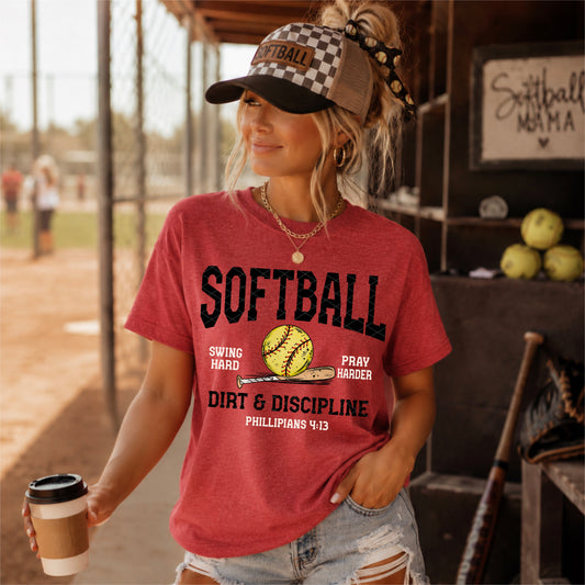 Softball Dirt & Discipline DTF Transfer