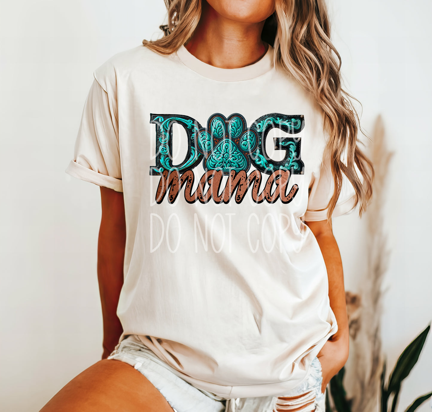 Dog Mama Turquoise DTF Transfer