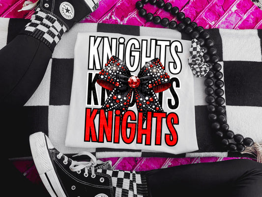 Knights Black Red Bow DTF Transfer