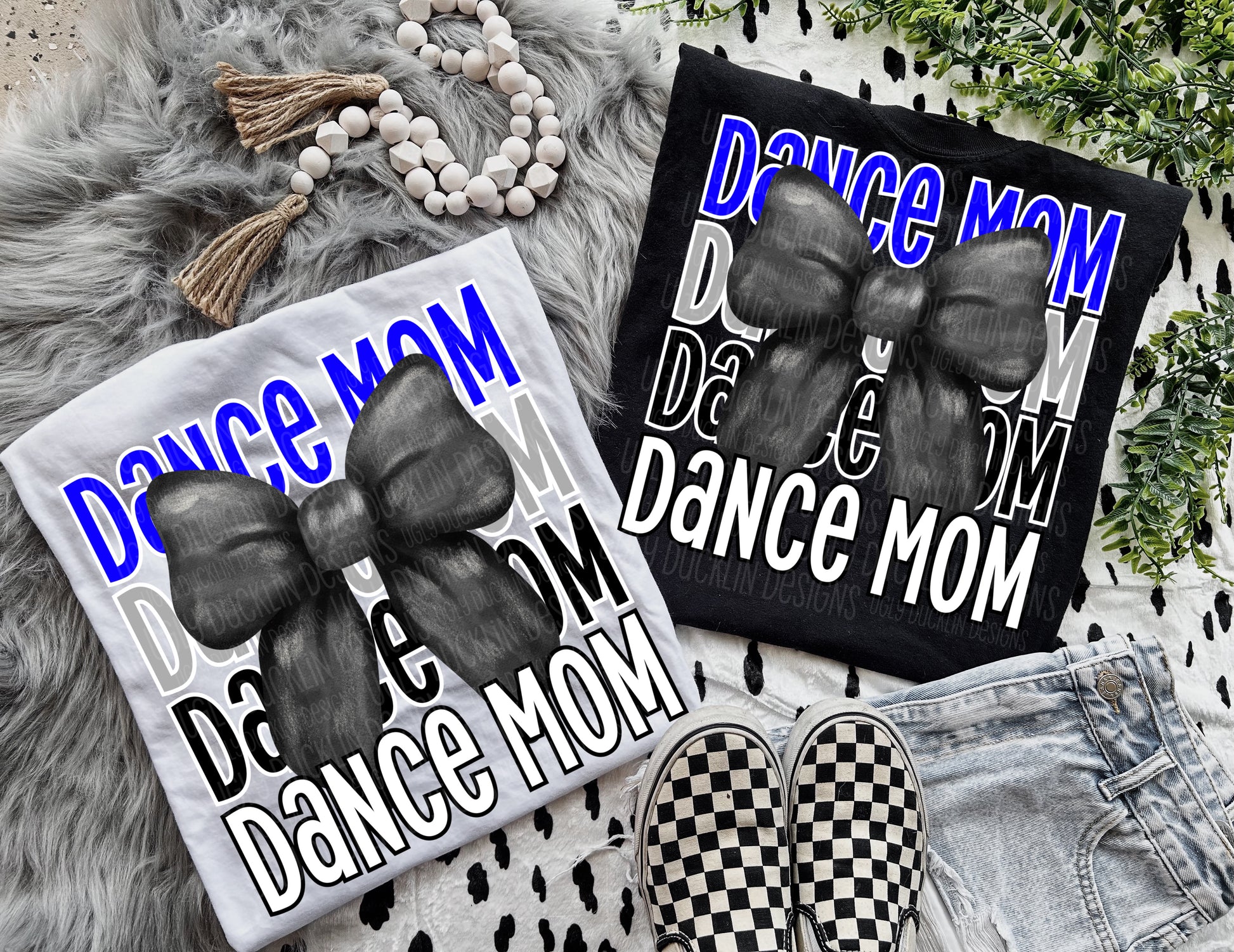 Dance Mom Blue Black White Bow DTF Transfer