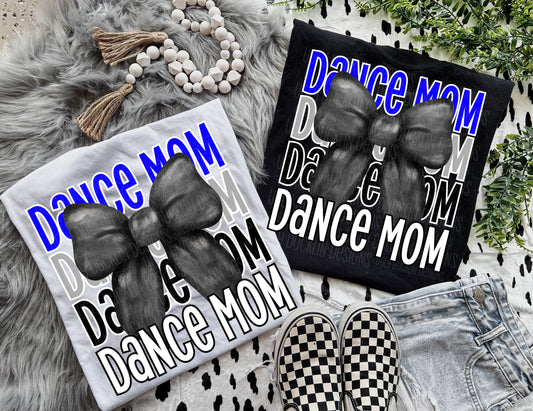 Dance Mom Blue Black White Bow DTF Transfer