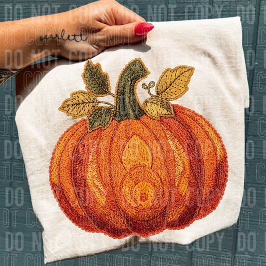 Embroidery Faux Pumpkin DTF Transfer