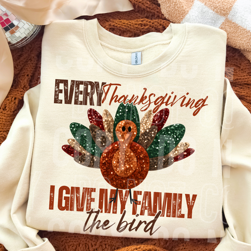 Every Thanksgiving Bird Sequined Faux DTF Transfer