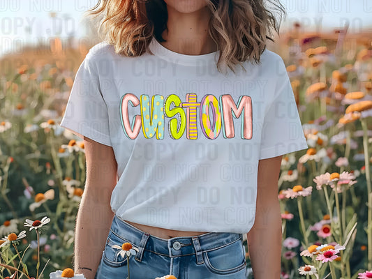 Easter Doodle Stacked Custom/Name Personalized DTF Transfer