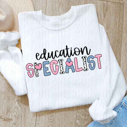 Education Specialist Hearts DTF Transfer