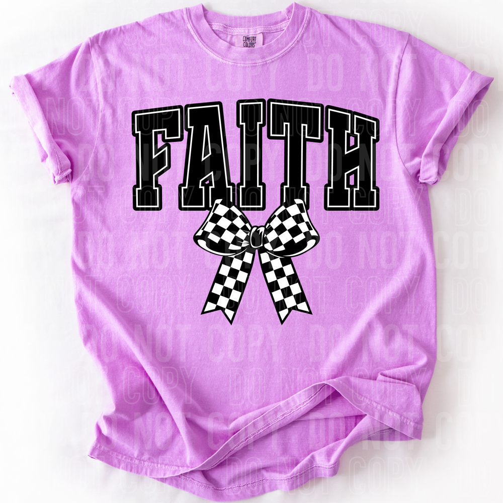 Faith Checkered Bow DTF Transfer