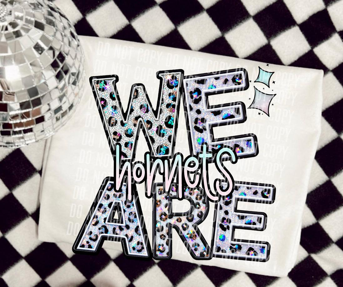 We Are Hornets Glittery Leopard Mascot DTF Transfer