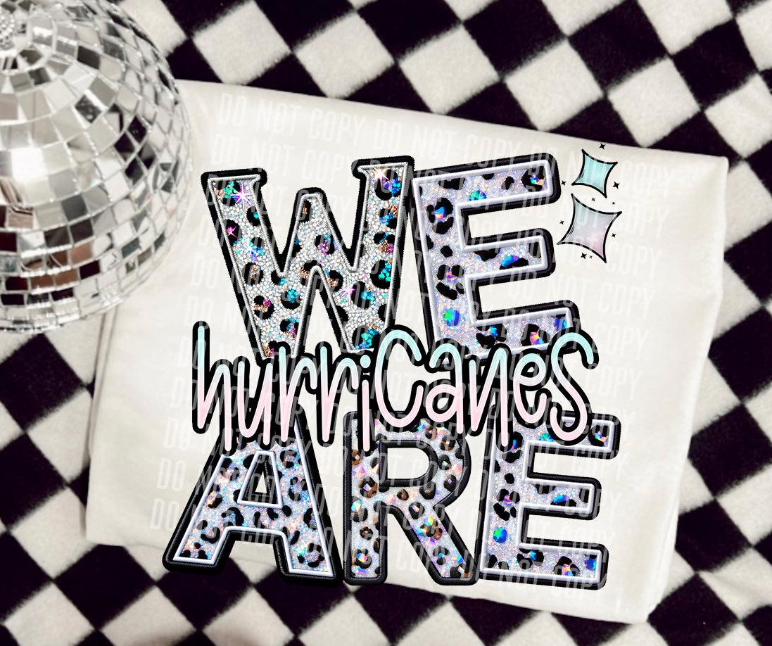 We Are Hurricanes Glittery Leopard Mascot DTF Transfer