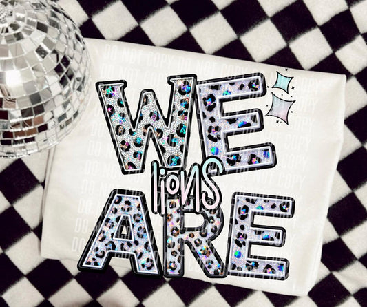 We Are Lions Glittery Leopard Mascot DTF Transfer