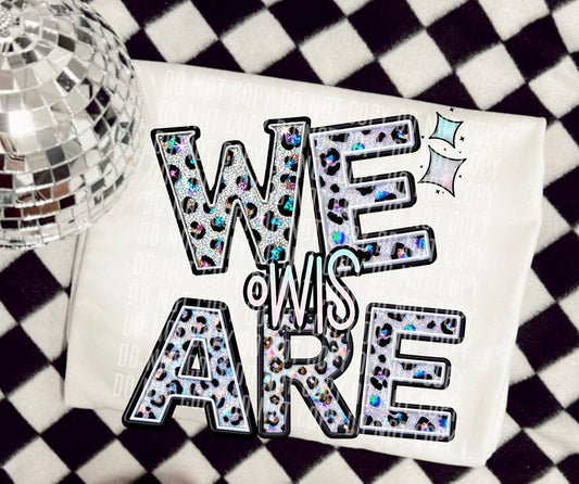 We Are Owls Glittery Leopard Mascot DTF Transfer