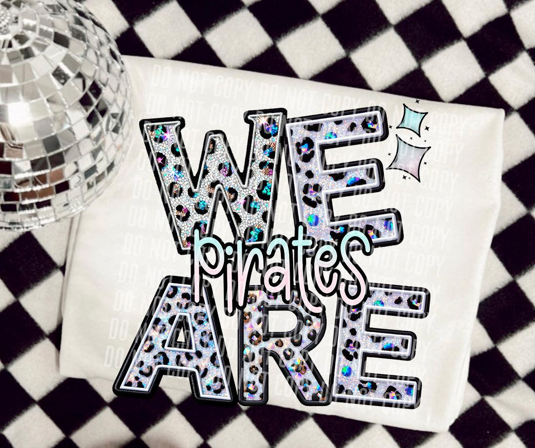 We Are Pirates Glittery Leopard Mascot DTF Transfer