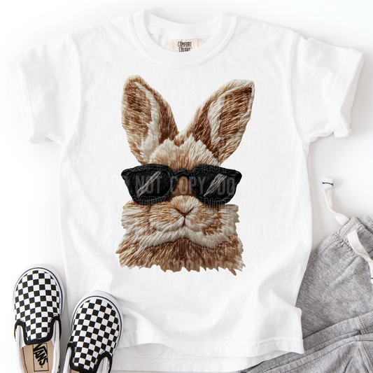Bunny Sunglasses Yarn Faux DTF Transfer