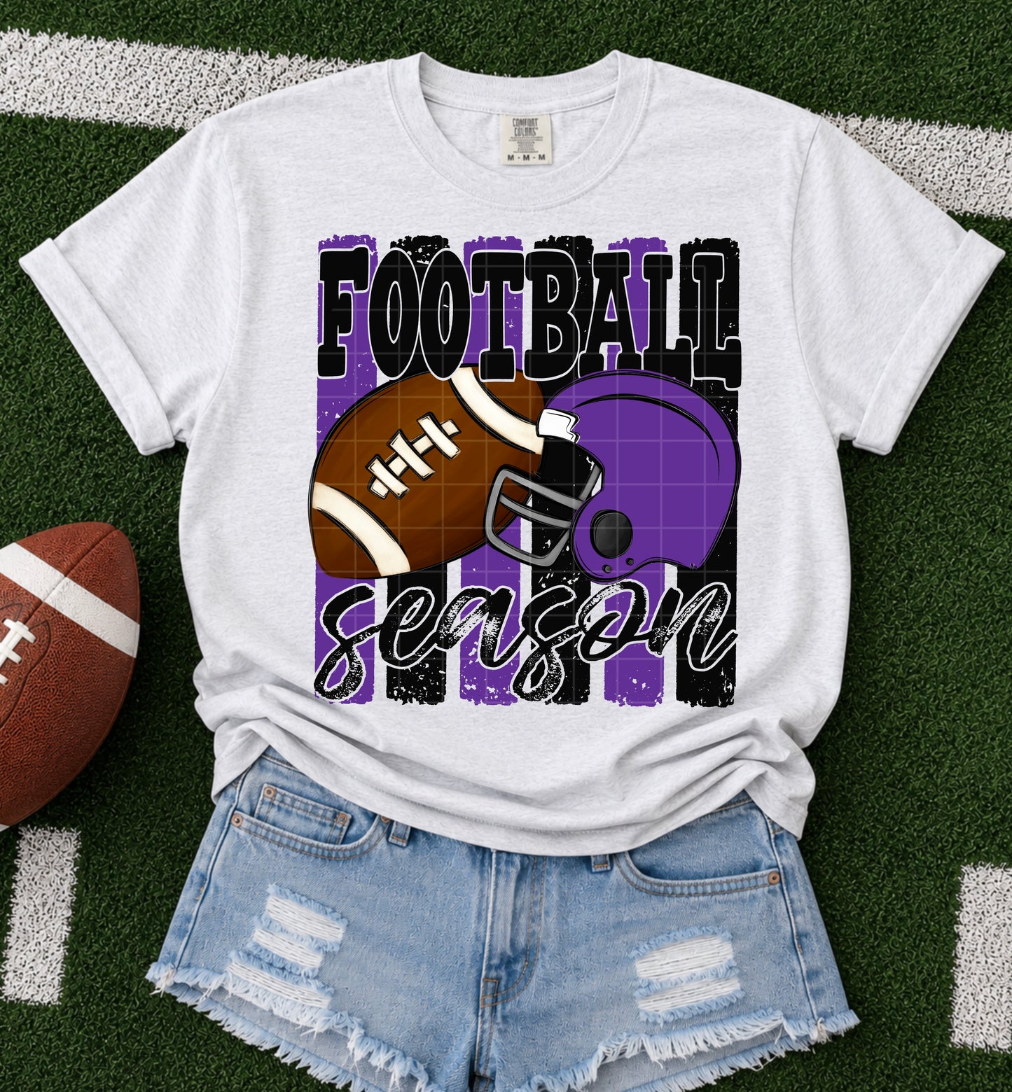 Football Season Black Purple DTF Transfer