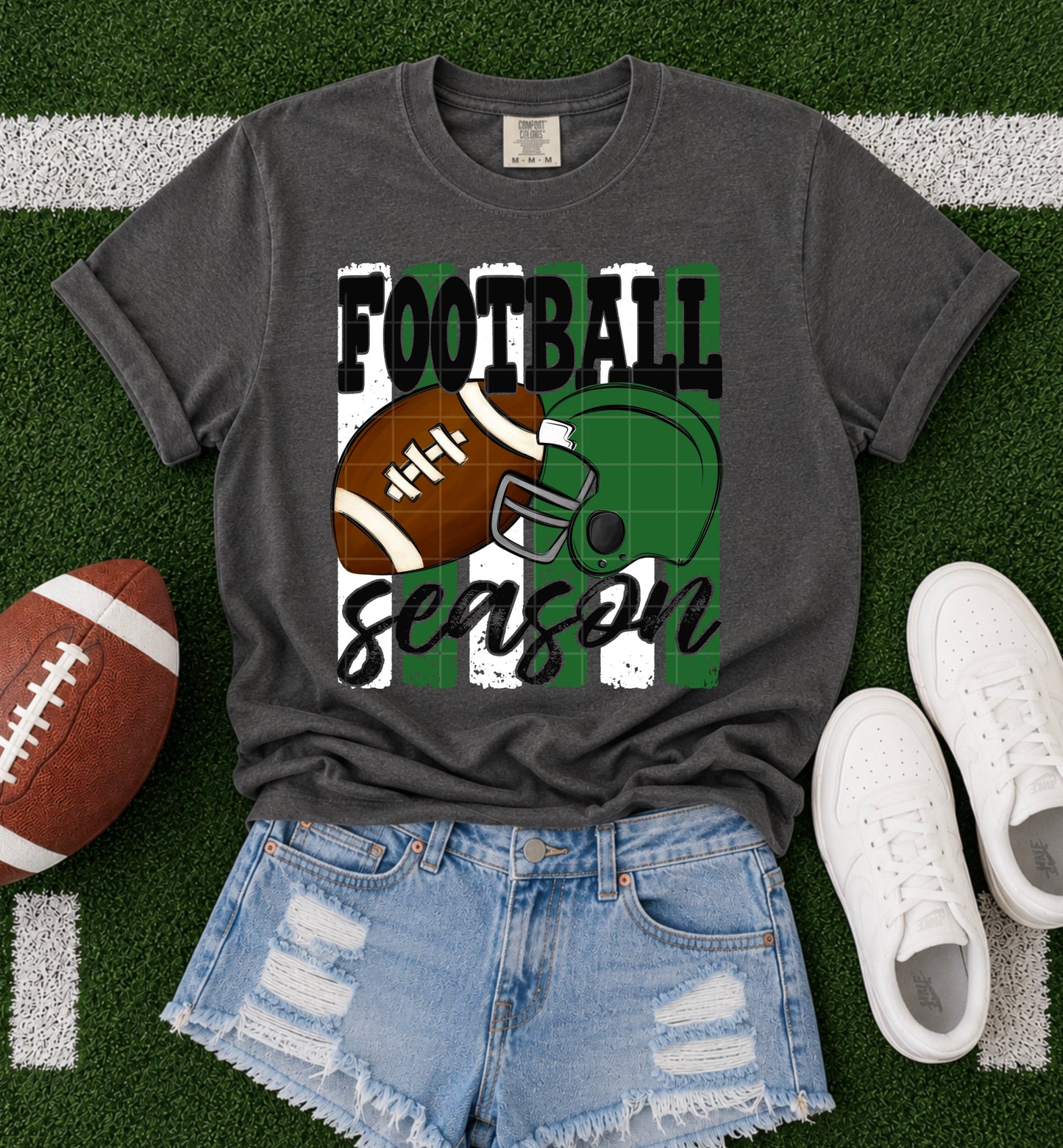 Football Season Green White DTF Transfer