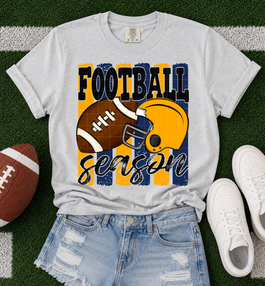 Football Season Navy Yellow Gold DTF Transfer
