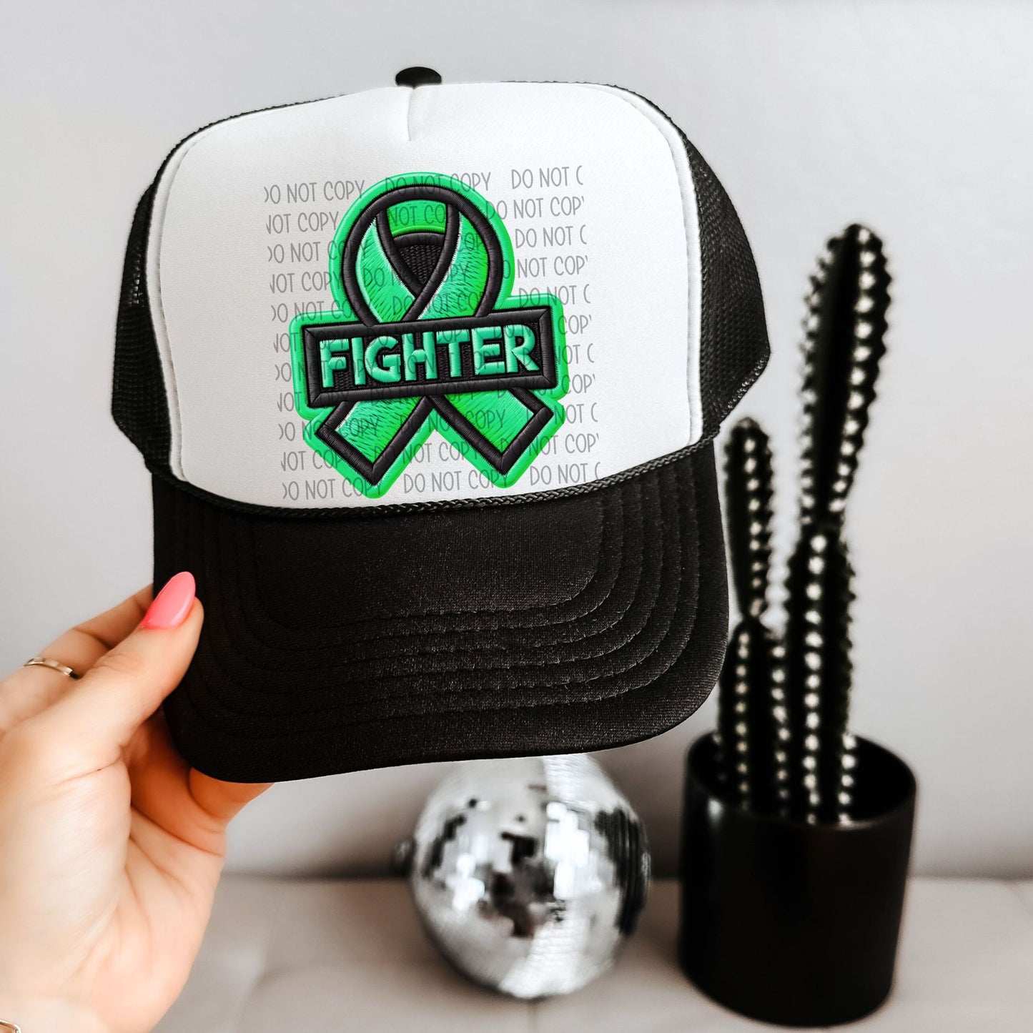 Fighter Green Ribbon Hat Patch DTF Transfer