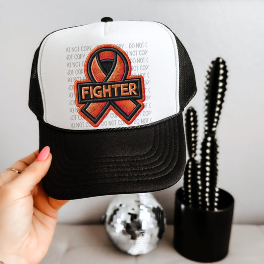 Fighter Orange Ribbon Hat Patch DTF Transfer